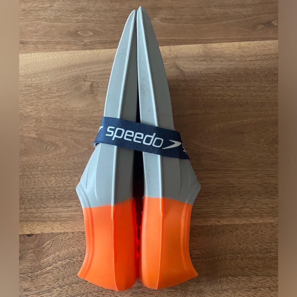 Speedo Gray and Orange Short Training Swim Fins